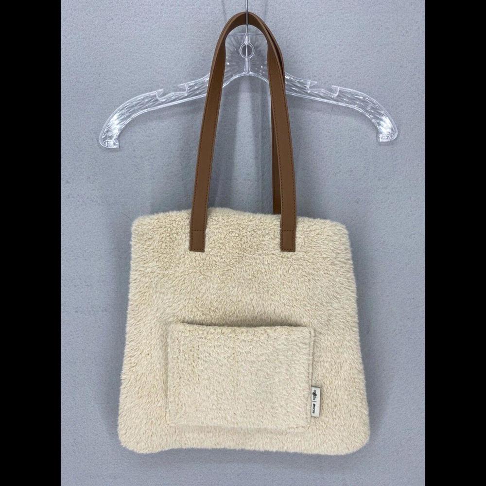 Arcadia Encore Cream Plush Faux Fur Shearling Shoulder Tote Bag
